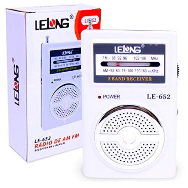 Imagem de Rádio Portátil AM/FM LE-652 Lelong Mini de Bolso a Pilha com Fone de Ouvido Branca