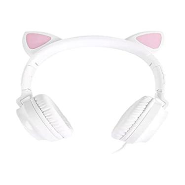 Imagem de FONE HEADSET KITTY EAR - ORELHA DE GATO BRANCO COM MICROFONE CABO 1.2M PLUG P2 ESTEREO P3 - KE110B - VINIK
