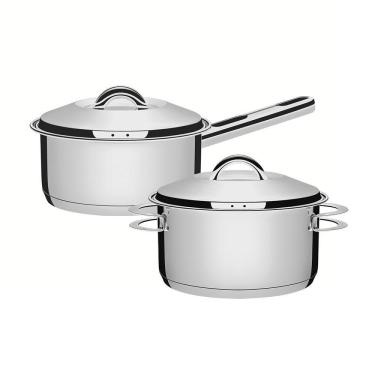 Imagem de Conjunto De Panelas Caçarolas Inox Solar Fundo Triplo Indução Ø 16cm Pit4 E Pit7 - Tramontina