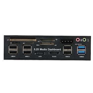 Imagem de Multifuncional USB 3.0 Hub e Port Leitor de cartão interno PC Dashboard Media Painel frontal Áudio para cartões de memória SD MS CF TF M2 MMC Adapta-se à baia de 5,25"