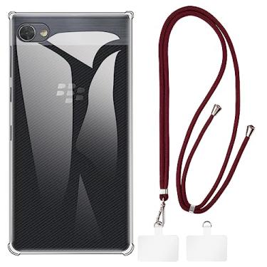 Imagem de Shantime Capa BlackBerry Motion + cordões universais para celular, pescoço/alça macia de silicone TPU capa protetora para BlackBerry Motion (5,5 polegadas)