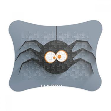 Imagem de Moldura de quebra-cabeça com ilustração de teia de aranha de insetos de Halloween, enfeite de quebra-cabeça