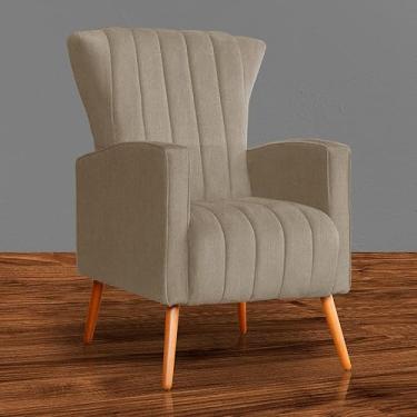 Imagem de Poltrona Estofada Pés Palito Sala de Estar Melinda Suede Cappuccino - LM DECOR