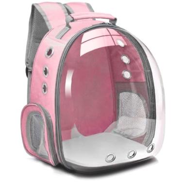 Imagem de Mochila Pet Visão Panorâmica Astronauta Cães e Gatos Transporte Animais Estimação Bolsa Ventilada (ROSA)