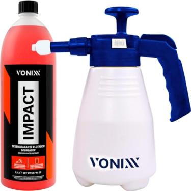 Imagem de PRODUTO PARA LAVAGEM AUTOMOTIVA SHAMPOO DESINGRAXANTE IMPACT + SNOW FOAM GERADOR DE ESPUMA E PULVERIZADOR MANUAL HÍBRIDO 2 EM 1 – 2L VONIXX