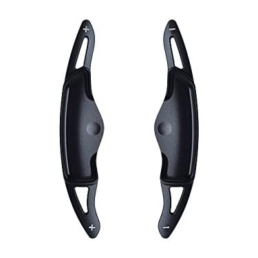 Imagem de HIBEYO Sports Black CNC Tarugo de alumínio para volante de alavanca de mudança de marcha de pá maior capas de extensão para Hyundai Genesis G70 2019 2020 2021 Extensões de troca de pás de substituição