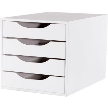 Imagem de Caixa Arquivo Gaveteiro Organizador Escritório Módulo Easy Box MDF 4 Gavetas Documentos A5 A4 Ofício