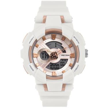 Imagem de Relógio MORMAII feminino anadigi branco rosê MO16718/8B