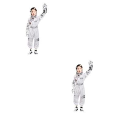 Imagem de VICASKY Vestidos 2 Conjuntos de astronauta infantil trajes espaciais branco prata festao de natal festão de natal uniforme de palco de cosplay dia das Bruxas roupas traje de dança