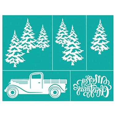 Imagem de Estêncil de tela de seda de árvore de Natal reutilizáveis de transferência de malha estêncil para brincos DIY - decoração de camiseta reutilizável - estêncil de tela de seda