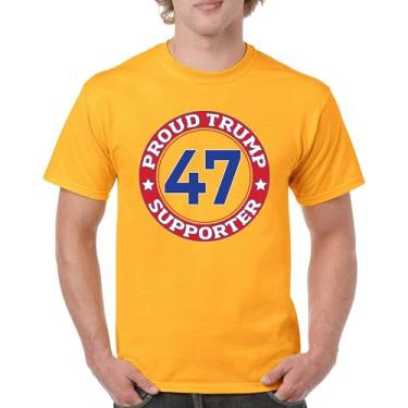 Imagem de Camiseta masculina Proud Donald Trump Supporter 47 MAGA President 2024 FJB America First Republican Lets Go Brandon, Amarelo, GG