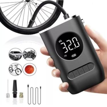 Imagem de Mini Compressor de Ar Calibrador Portátil de Pneus Display Digital LED Bomba Elétrica com Bateria Recarregável 4000mAh Para Emergências Domésticas