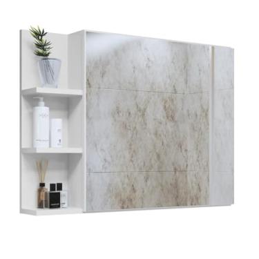 Imagem de Espelheira Para Banheiro Suspensa Nicho Prateleira Closet Iris (Branco)