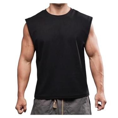 Imagem de Camiseta de compressão masculina Active Vest Body Building Slimming Quick Dry Workout Muscle Fitness Tank, Preto, G