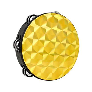 Imagem de OriGlam Pandeiro de duas fileiras de 20 cm, tambor de percussão manual para adultos, crianças, igreja, festa (ouro)