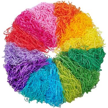 Imagem de Supla 300g (10.6 oz) 6 Colors Shredded Paper Easter Grass Bag Basket Grass Filler Stuffers Paper Shreds Grass in Hot Pink Yellow Dark Green Light Green Sky Blue Lavender for Easter Egg Hun