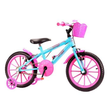 Imagem de Bicicleta Aro 16 Forss Bella C/cestinha e Rodinhas Azul Bebe-Feminino