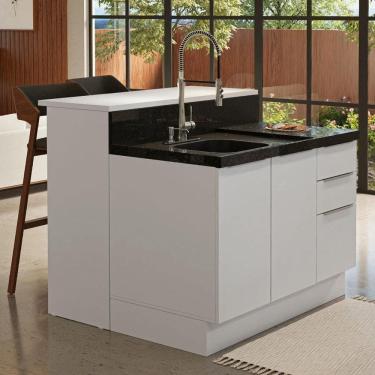 Imagem de Ilha De Cozinha Com Bancada E Balcão 120 Cm Branco Stella Madesa Branco