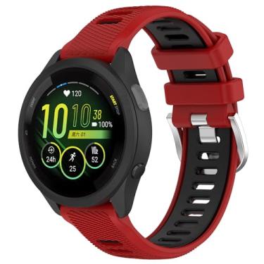 Imagem de Nacorulu Pulseiras Garmin Venu 3S, pulseira de substituição de silicone macio de duas cores de 18 mm para Garmin Forerunner 265S 255S/Vivoactive 4S (vermelho preto)