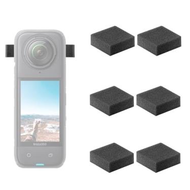 Imagem de 6 peças para abafador de vento de microfone Insta360 X5, capa de redução de ruído de vento premium para áudio nítido, filtro de vento externo de espuma de vento de microfone para Insta360 X3 X4 X5