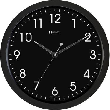 Imagem de Relógio Parede Quarto Preto Com Luz Led Sensor Herweg 6809