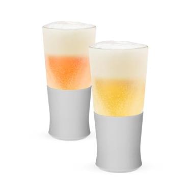 Imagem de Host Conjunto de copos de cerveja Glass FREEZE, copos de cerveja para freezer com vidro de parede dupla, conjunto de copos de cerveja de 473 ml, cinza de 5 cm