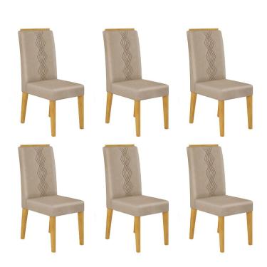 Imagem de Conjunto com 06 Cadeiras Yasmin Cedro Veludo Kraft DJ Móveis