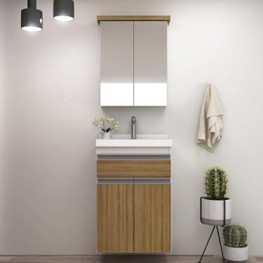 Imagem de Gabinete de Banheiro 50cm com Lavatório e Armário Ref 501 Branco/Itapuã