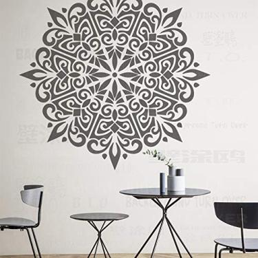 Imagem de Estêncil redondo étnico árabe indiano mandala gigante de 110 cm, grande para decoração, modelo, paredes reutilizáveis, padrões de parede de nicho, móveis de azulejo, sementes, scrapbooking