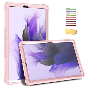 Imagem de UUcovers Capa para Samsung Galaxy Tab S8 Plus S8+ 2022/S7 FE 2021/S7 Plus S7+ 2020 (SM-X800/T730/T970) com suporte para lápis/suporte, capa híbrida robusta de silicone à prova de choque, ouro rosa