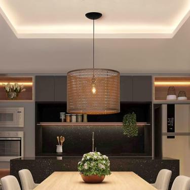 Imagem de Pendente Lustre Luminaria De Teto Cupula Palha Indiana Sintetica Marrom