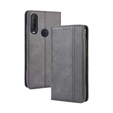 Imagem de Capa para Alcatel 1SE 2020, capa flip carteira com suporte de couro para Alcatel 1SE 2020, capa magnética retrô para celular, capa carteira com compartimentos para cartão