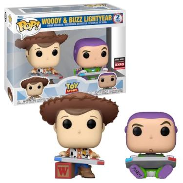 Imagem de Funko Pop! Disney: Toy Story - Woody & Buzz Lightyear Pacote com 2 (Edição Limitada 2024 Entertainment Expo Shared Exclusivo)