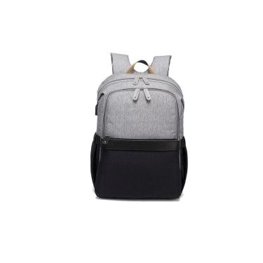 Imagem de Bolsa Mochila Maternidade Donna Laço Bebê LB Alexa Strap de Couro Cinza e Preto