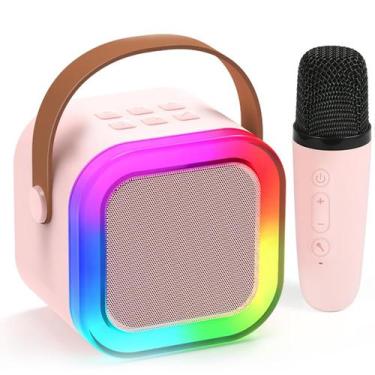 Imagem de Caixa de Som com Microfone Sem Fio Bluetooth Karaokê Rosa - Global