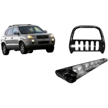 Imagem de Kit Quebra Mato C/Chapa Estribo Personalizado Preto Tucson até 2016 - 