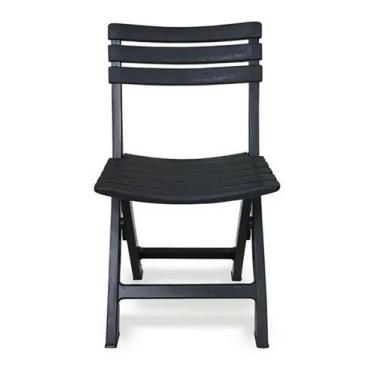 Imagem de Cadeira De Plástico Dobrável Área De Lazer Preta 110kg Preto - arqplas