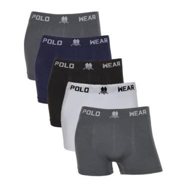 Imagem de Kit 5 Cuecas Box Microfibra Lisa Sem Costura Polo Wear, Sortido, M