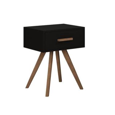 Imagem de Mesinha De Canto Classic Cabeceira Gaveta Madeira 4 Pés - A7home, Pret