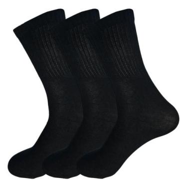 Imagem de Kit 3 Pares de Meias Compramais Cano Médio Algodão Sortidas - QLC SPOR