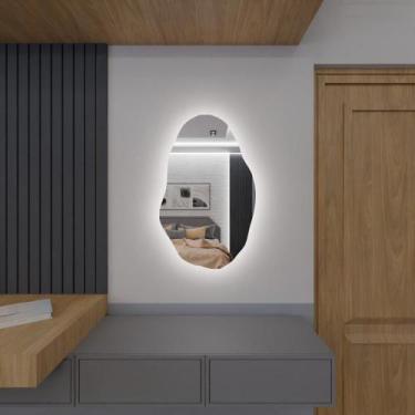 Imagem de Espelho Orgânico Decorativo Lapidado com LED 90x60 cm E05 para Sala, Q
