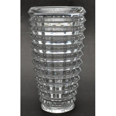 Imagem de Vaso vidro cristal translucido lapidado 28cm. Corpo em escamas Pesado 