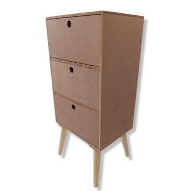 Imagem de Criado Retro 3 Gavetas Mesa De Cabeceira Organizador Mdf Cru - ARTESAN