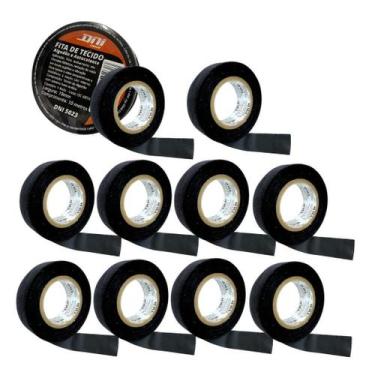 Imagem de Kit 10 Fita Isolante Tecido 10M Chicote Elétrico Autocolante - DNI