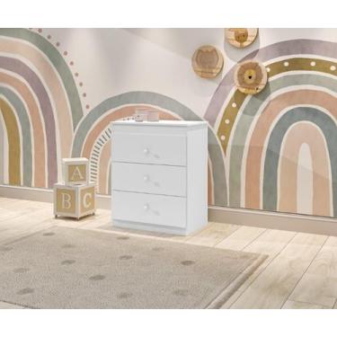Imagem de Cômoda CAT Linha Infantil 3 Gavetas Com Puxadores Cromados Cor Branco 