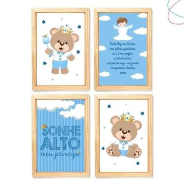 Imagem de Kit 4 Quadros Decorativos Infantil do Tema Ursinho Príncipe - Creative