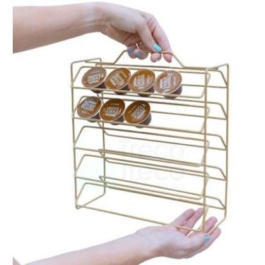 Imagem de Suporte Organizador Porta 50 Cápsulas Café Dolce Gusto Dourado - Treco