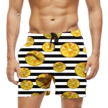 Imagem de Short Praia Shorts Banho Bermuda Verão Xadrez Laranja Cartoon 661 - SM