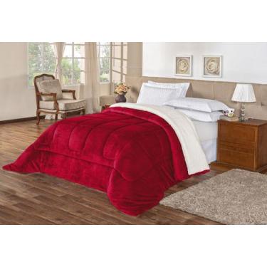 Imagem de Coberdrom Edredom Pele De Carneiro Cama Queen Sherpa - Vermelho - JOÃO