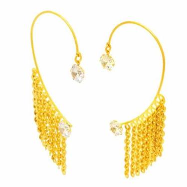 Imagem de Brinco Piercing de Malha de Corrente com Strass - Al SemiJoias